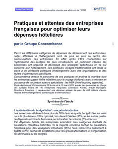 Etude Pratiques et attentes des entreprises françaises pour optimiser leurs dépenses hôtelières